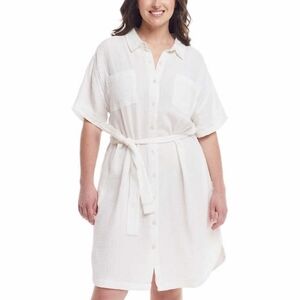 Weatherproof Vintage Womens' Gauze Dress with Belt XL NWT white Summer Vacation